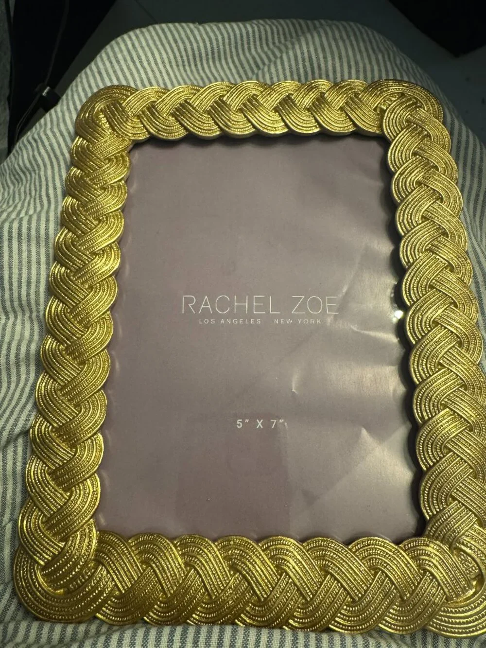 Gold braid picture frame for 5x7 photo, tabletop or wall, excellent condition